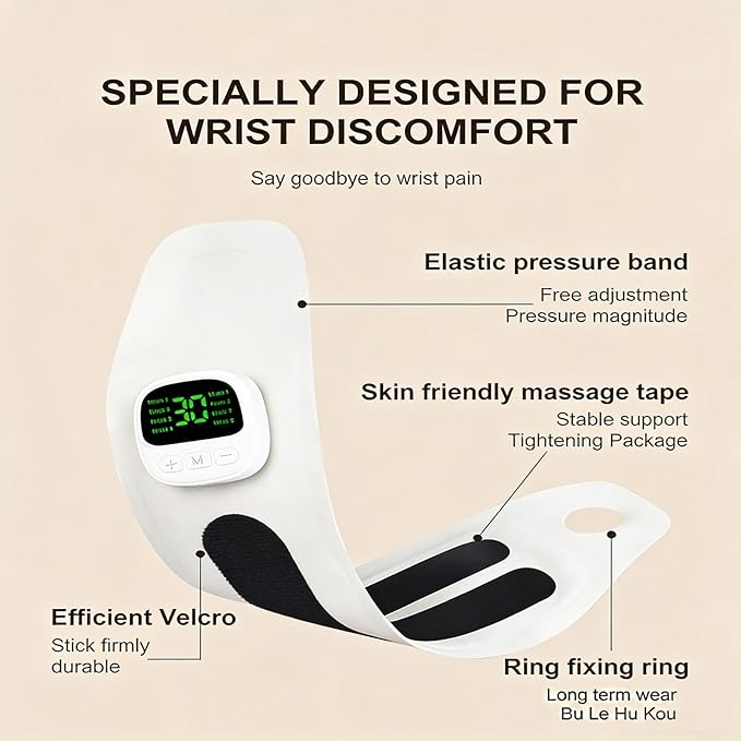 Wrist Massager for Carpal Tunnel and Arthritis Relief Cordless Electric Hand Massager Hand Heating Pad with 8 Modes Ergonomic 360° Support for Typing Fatigue and Joint Discomfort (Blue)