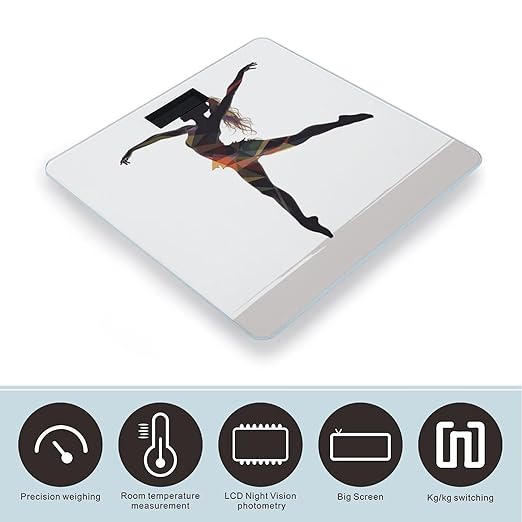 A Dancer Weight Scale Digital Electronic Scales Bathroom Scale Larg LCD Backlight Display High Precisio MeasurementsTempered Glass