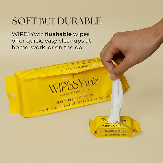 Butt &amp Feminine Wipes Bundle – Flushable PH Balanced Plant-Based Wet Towels for Women &amp Men – 10x8 Butt Wipes + 40 Feminine Wipes – Travel-Friendly Hygiene Essentials