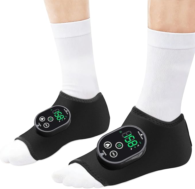 2-Pack Cordless Foot Ankle Heating Pad Foot Ankle Massager for Pain Relief 6 Heat Levels &amp 3 Vibration Modes Feet Massager Heated Ankles Wrap Ideal for Home Relaxation Daily Comfort