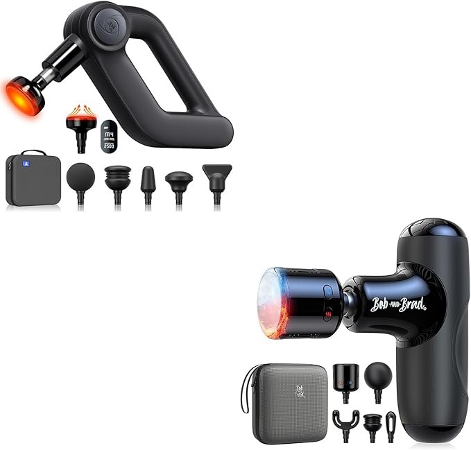 BOB AND BRAD D5 Pro Plus Massage Gun with Heat and Q2 Pro Mini Massage Gun with Heat and Cold Head