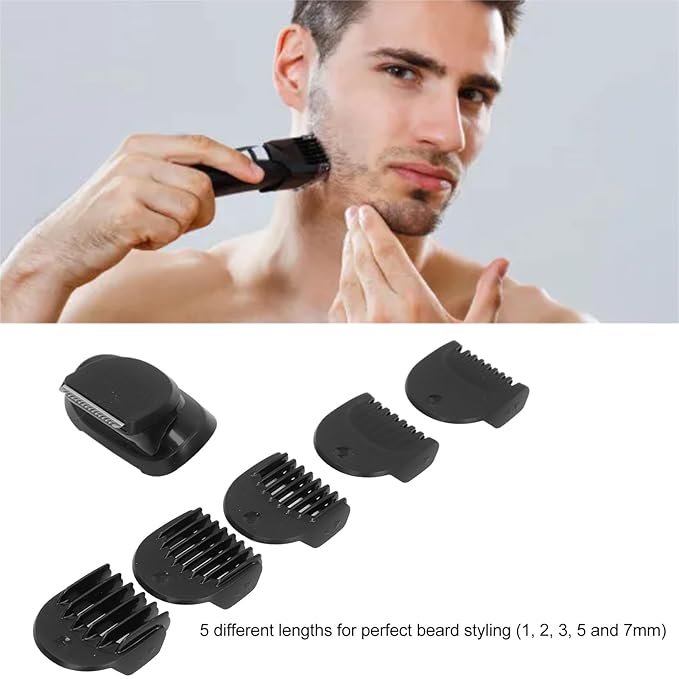 Beard Trimmer Head Replacement Series 5/6/7 Replacement Beard Trimmer Guards with 5 Guards Combs Compatible with 5018s 5020s 5035s 5049cs 6020s 6040cs 7020s 7025s
