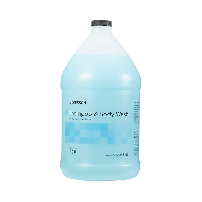 McKesson Body Wash and Shampoo - 1  Gallon Bulk Refill Full Body Wash with Aloe Summer Rain Scent - Sensitive Skin &amp Hair 2‑in‑1