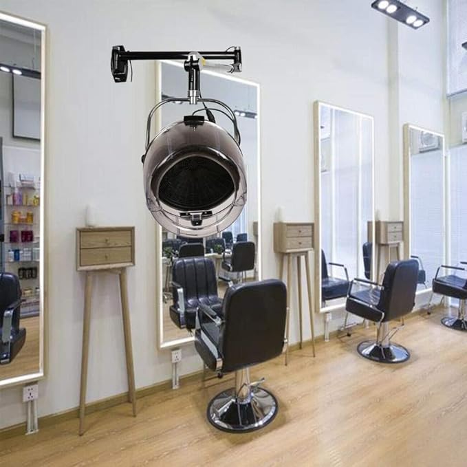 Wall Mounted Hair Dryer with Swivel Arm Professional Salon Hair Hood Dryer with Timer Adjustable Temperature Beauty Barber Spa Equipment