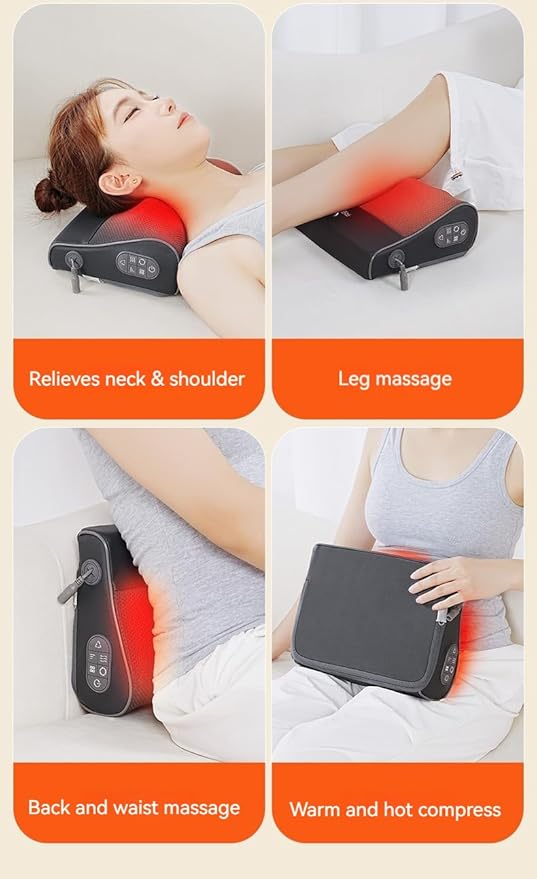 Shiatsu Back and Neck Massager with Heat - Electric Kneading Deep Tissue Massage Pillow for Relief Back Massage Gift for Mom and Dad