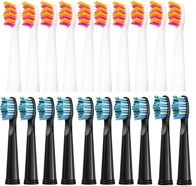 20 Pcs Replaceable Brush HeadsCompatible for Seago Electric Toothbrush FW/SG 507/508/515/551/917/959(10 Black 10 Pink)
