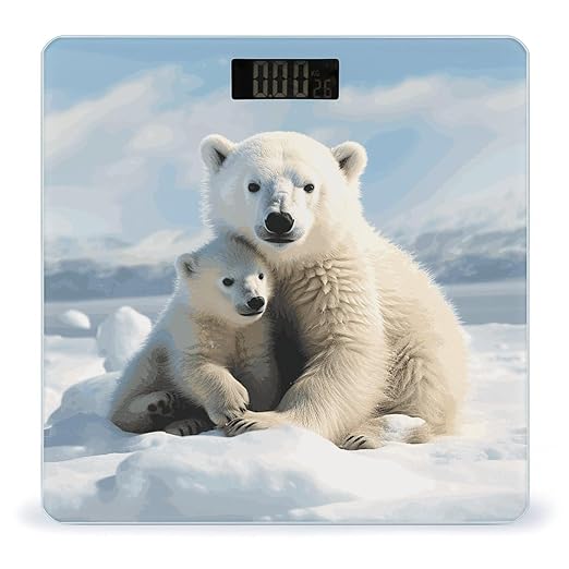Cute Polar Bear Weight Scale Large Bathroom Scales Digital Weight with Bright LED Display Non Slip Automatic Weighing Scale Fashion Weighing Machine for Body