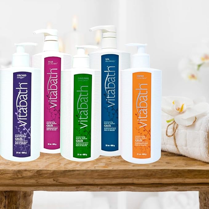 Vitabath Plus For Dry Skin Moisturizing Bath &amp Shower Gel Wash Replenishing Oils Deeply Hydrate &amp Soothe Dryness Body Cleanser Skin Restore &amp Foaming Gelee Bath - 32 oz