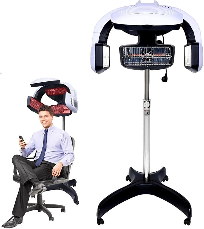 Multifunction Professional Hair Dryer High Power Hairdressing Dryer with 5 Heating Discs &amp 360° Swivel Adjustable Arm Salon Hair Color Processor (Wall Mount/Vertical) 110V-Vertical
