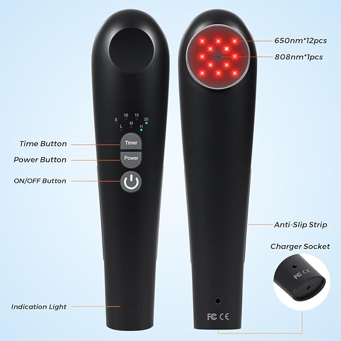 Cold Laser Therapy Device for Pain Relief Infrared Red Light Therapy Devices for Knee Neck Joint and Muscle 3 Power Mode/ 4 Timer Suitable for Animals Cats and Dogs Black