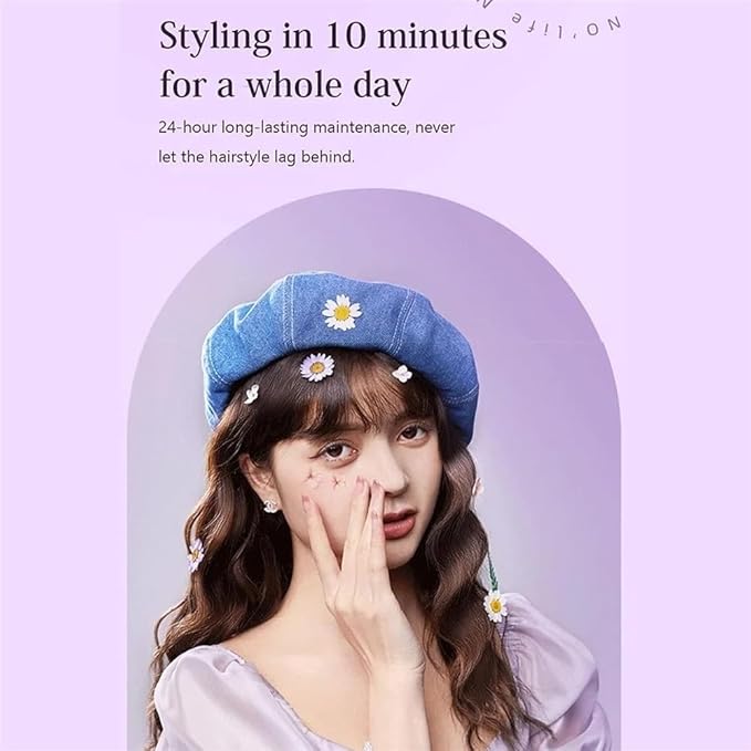 French Egg Roll Curling Iron Egg-Roll Hairstyle Water Ripple V-Shaped Egg Roll Hair Waving IronHair Curler Crimper Styling Tools (Color : Purple)