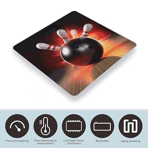 Bowling Ball Weight Scale Digital Electronic Scales Bathroom Scale Larg LCD Backlight Display High Precision MeasurementsTempered Glass
