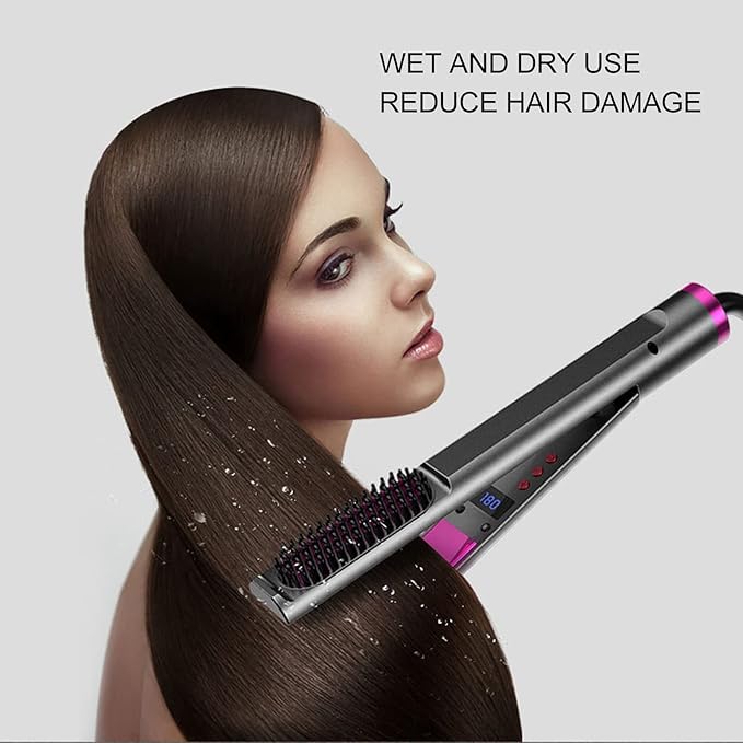 3 in 1 Curling IronProfessional Curling Wand Set with Hair Straightener Brush Hair Straightener Fast Heating for All Hair Types (US)