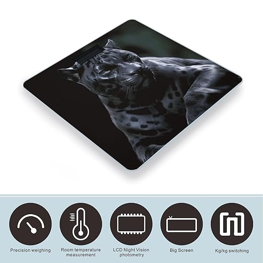 Black Panther Bathroom Scale for Body Weight LCD Display Digital Bathroom Scale Tempered Glass Bathroom Weight Scales Fashion Smart Scales for Home Bedroom 400 Lb