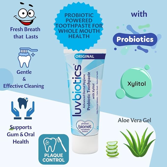 Luvbiotics Family Value Pack - 3 Packs Each of Mint Lozenges + Fluoride Mouthwash + Original Toothpaste to Balance Oral microbiome with Probiotics and Xylitol.