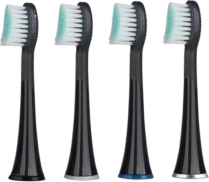 4pcs Replacement Toothbrush Heads with Caps Compatible for Mornwell D01B Electric(Black)