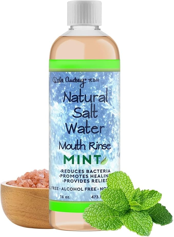 Natural Saltwater Mouth Rinse | Himalayan Pink Salt Water Oral Rinse | Organic Refreshing Mint and Cinnamon Flavor Bundle Pack | Fluoride Free for Fresh Breath | Mouthwash for Bad Breath- 16 FL Oz