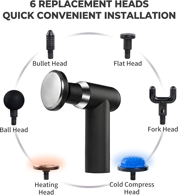 Hot and Cold Massage Gun - Detachable Extended Handle Massage GunDeep Tissue Massage Gun Used for Relieving Pain in The Back/Muscles of The Neck/Body with 6 Massage Heads LCD Display
