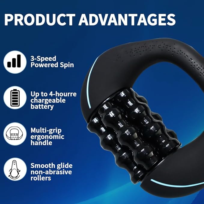 Mini Percussive &amp Rolling Massager - 3-Speed Electric Deep Tissue Muscle Roller for Full Body Pain Relief Portable Handheld Massage for Legs Back Shoulders &amp Glutes with 4H Battery