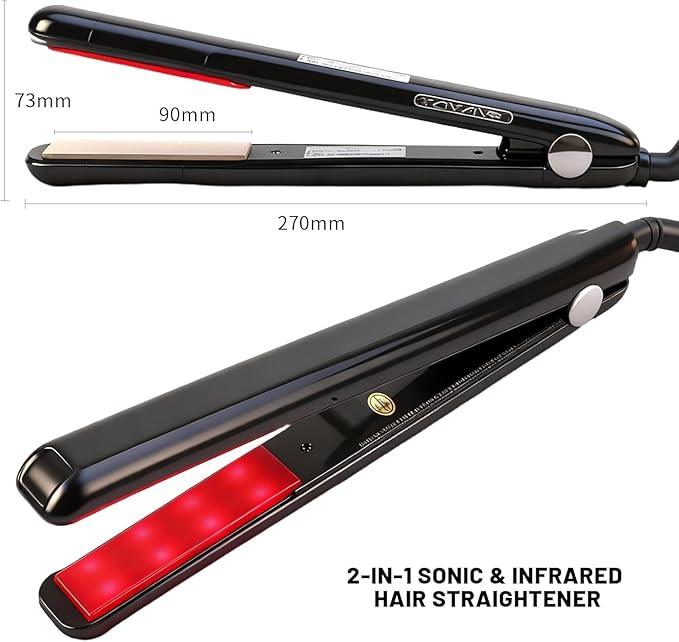 2026 Ultrasonic Infrared Hair Straightener with LED Display - Recovers Damaged Hair Cold Iron Treatment Styler (b-Black)