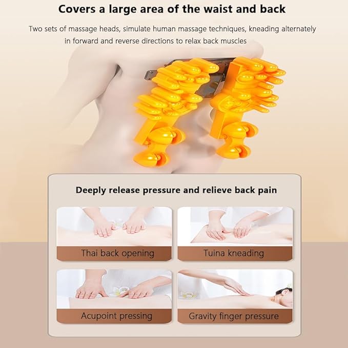 Back MassagerShiatsu Neck And Back Massager3 Level Intensity Adjustment Constant Temperature Warm Compress 10 Sets Kneading Heads Suitable For Home And Office Use