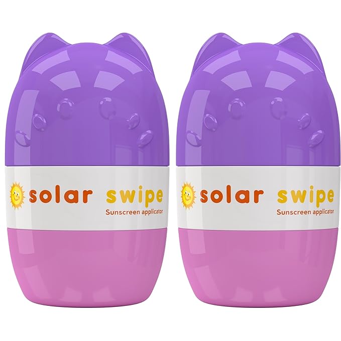 Sunscreen Applicator - Refillable Roll On for Kids &amp Adults Mess-Free Sunscreen Roller &amp Sponge Dispenser Portable Sun Protection Ideal for Travel &amp Outdoor Use (Purple Pink 2 pack)