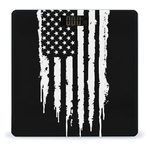 Energy Saving Scale Bathroom Weighing Scale Smart Scale for Body Weight Digital Black and White Gun Design American Flag