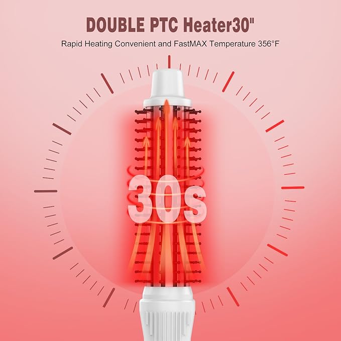 Heated Round Brush Ceramic Tourmaline Ion Curling Iron Hot for Fluffy Thermal Brush Curling Wand Suitable for All Hair Types Tool (White 1 inch)