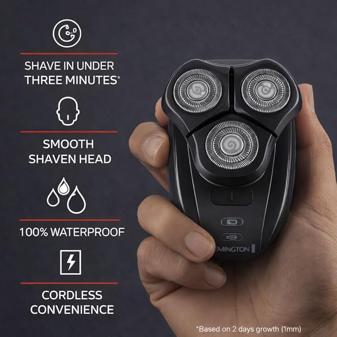 Remington Balder 3 Head Shaver Dual-Track Cutting Heads Multi-Directional Pivot 45 Minute Run Time 100 Percent Waterproof Complete Grooming Kit with Beard Trimmer Nose and Ear Trimmer