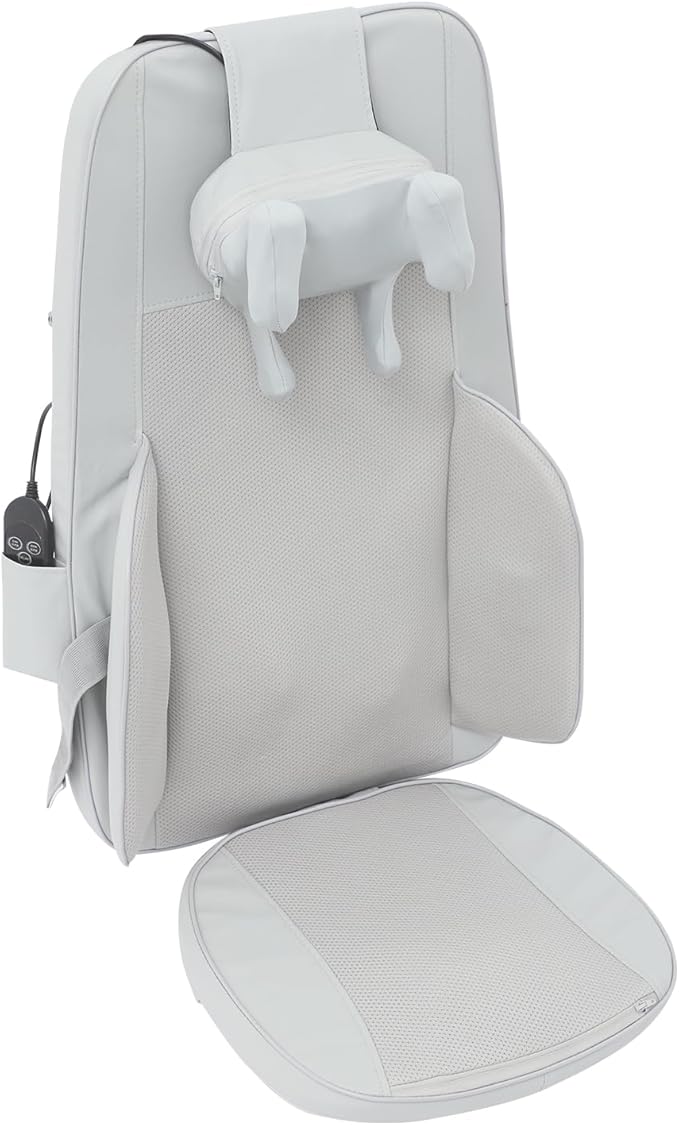 Shiatsu Neck and Back Massager with Heat5-Levels Adjustable Kneading Back Massager with Remote Control &amp Display Screen36W Electric Back Massager Chair for Sofas Office Dining Beds (Grey)