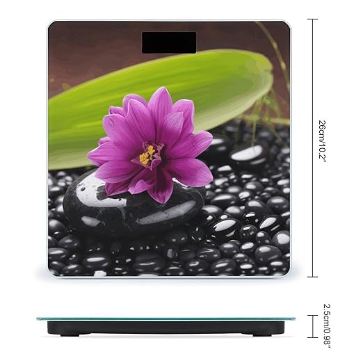 Purple Flower with Black StoneScale for Body Weight with LCD High Precision Weighing Scales Fashion Sturdy Tempered Glass Weight Scales Easy-to-Read Digital Bathroom Scale for Daily 400lb