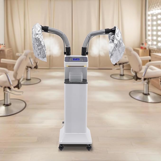 650W Hair Steamer Machine Multifunctional Hair Dyeing Machine with LCD Display Hair Color Processor RepairHair Oil Machine Stand Up Base Salon Spa Equipment for Barber Stores (White)