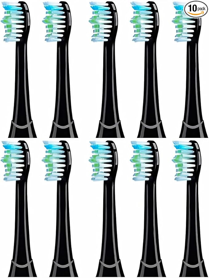 Replacement Toothbrush Heads Compatible with MySmile Electric Toothbrush 10 Pack Black