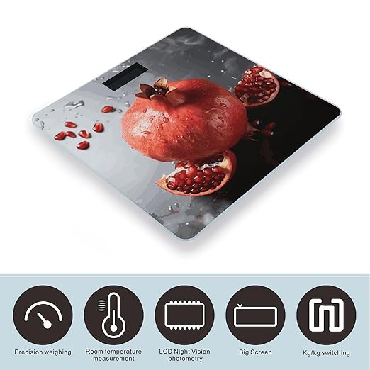 Pomegranate Weight Scale Digital Electronic Scales Bathroom Scale Larg LCD Backlight Display High Precision MeasurementsTempered Glass