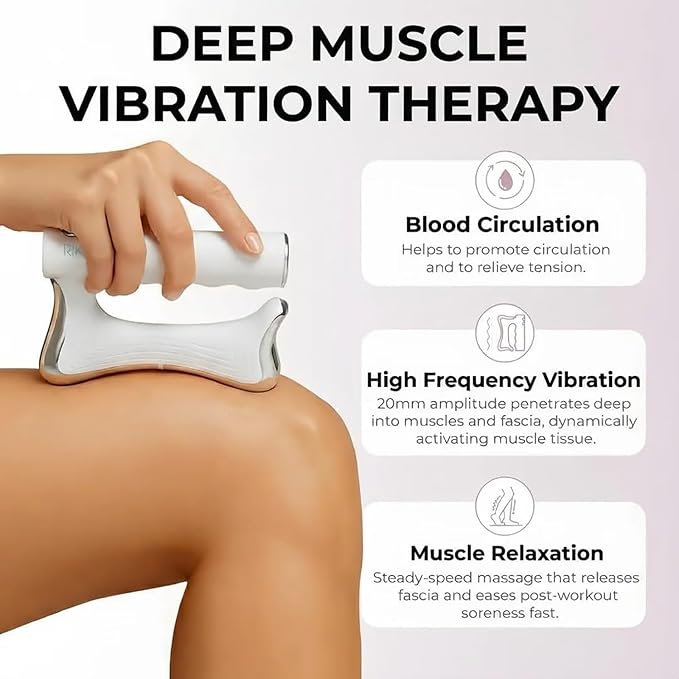 Full Body Contour Device with Heat &amp EMS Heated Muscle Scraper Tool for Firming Lymphatic Drainage Fascia Massage Circulation Support &amp Full Body Muscle Relief (White)