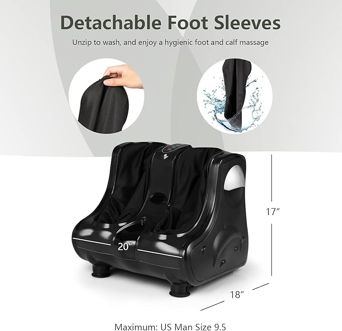 MEDIMALL Foot and Calf Massager Electric Foot Massager Fatigue Feet Shiatsu Foot Massager with VibrationDeep Kneading Vibration Rolling Leg Massager for Pain Relief (Black)