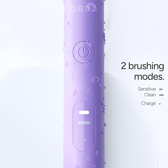 ORDO Lite Sonic Toothbrush Electric Toothbrushes with 35000 Pulses Per Min Dual Modes Over 5 Weeks Battery Smart Timer Waterproof USB C Lavender