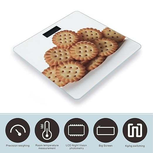Food Chip Biscuits Scale for Body Weight Digital Bathroom Scale Toughened Glass High Precision Scales for Body Weight with Large LCD Backlight Display Weight Scales