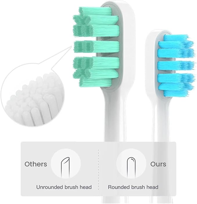 8pcs Replacement Brush HeadsCompatible for T300 T500 T700 Toothbrush Nozzles with Dust Cover Sealed Package Soft Bristle(8pcs White-Blue)