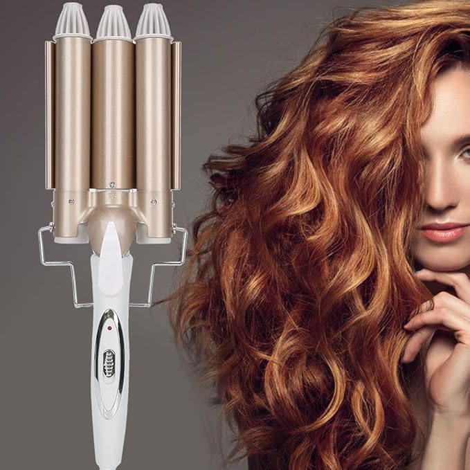 Curling Iron 3 Barrel Curling Iron Durable Curling Wand Salon Hairstyling Waver Hair Crimper Hair Crimper Ceramic Tourmaline Hairdressing Tool 25mm (us)