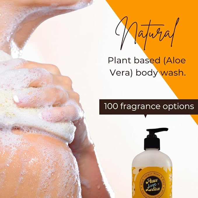 Peace Love + Lotion Amber Vanilla Scented Natural Body Wash 16 Oz