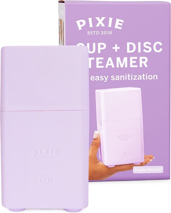 Pixie Menstrual Cup Sterilizer for Feminine Care - Ranked 1 for The Best Steamer - Kills 99.9% of Germs with Steam - Wash Your Period Disc or Cup in 3 Minutes! - Automatic Timing Shut-Off Switch