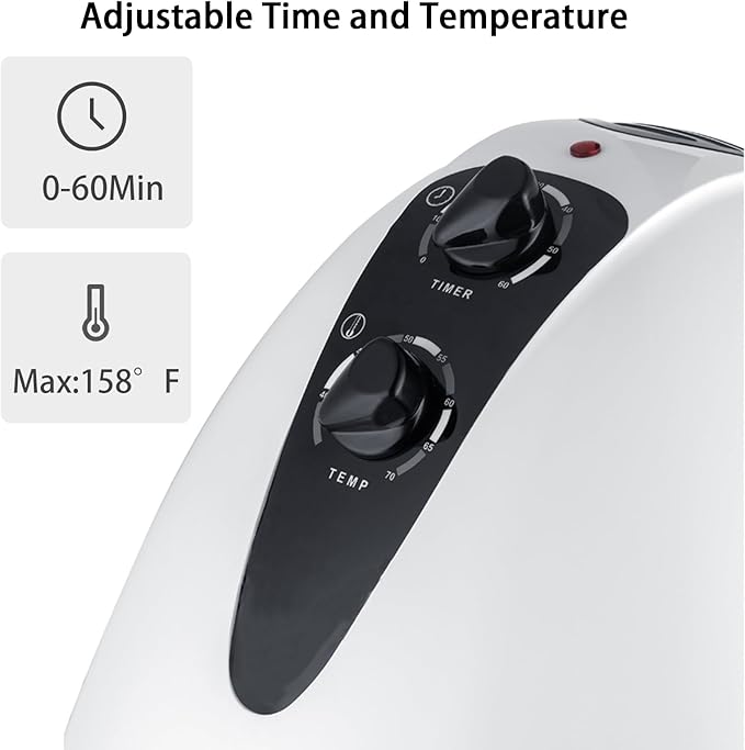 1000W Professional Hooded Hair DryerStanding Blow Hair Dryer with Cap and WheelsTemperature and time are AdjustableSuitable for Salon and Home(White-Stainless Steel Column)