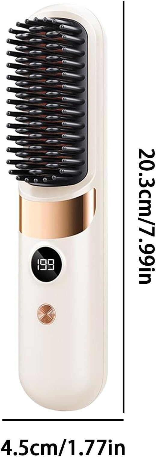 Hair Straightener Brush Portable Rechargeable Cordless Hair Straightener - Female Hairstyle Brush and Curling Comb | For Daily Use Travel Ladies Teens Home Salon Office Business