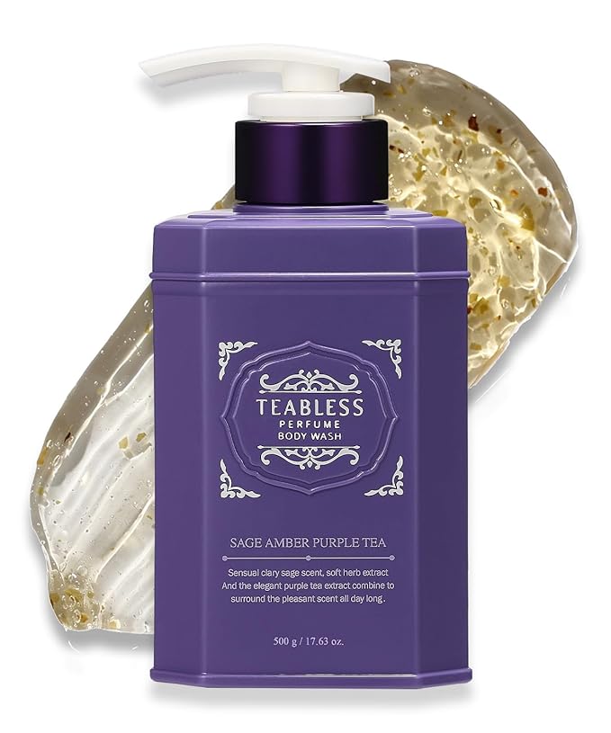 Sage Amber Purple Tea Perfumed Body Wash Hydrating Body Cleanser for Sensitive Skin | Gentle Moisturizing Non-Sticky Floral Woody Scent | Korean Skin Care