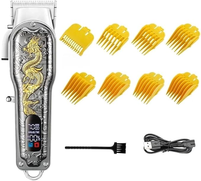 Razors Hiena HI-203A Dragon Pattern Electric Hair Clipper Professional Hair Trimming for Home Hair Styling Tool USB Charging Cutting(Dragon)