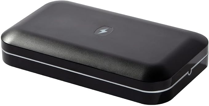 PhoneSoap 3 UV Cell Phone Sanitizer &amp Dual Universal Cell Phone Charger Box | Patented &amp Clinically Proven 360-Degree UV-C Light Sanitizer | Disinfects and Charges All Phones (Black)