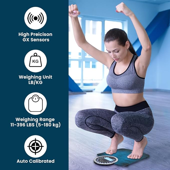 EILISON Highly Advance 2-in-1 Digital &amp Analog Weighing Scale for Body Weight-400lbs 4 High Precison GX Sensor Accurate Thick Tempered Glass Extra Large Display (Blue)