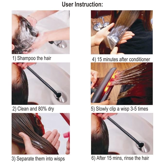 Professional Recovers Damaged Hair Tool with Ultrasonic Infrared Hair Care Iron Cold Flat Iron Hair Treament Styler LCD Display Infrared Hair Straightener Ceramic Flat Iron (Pink)