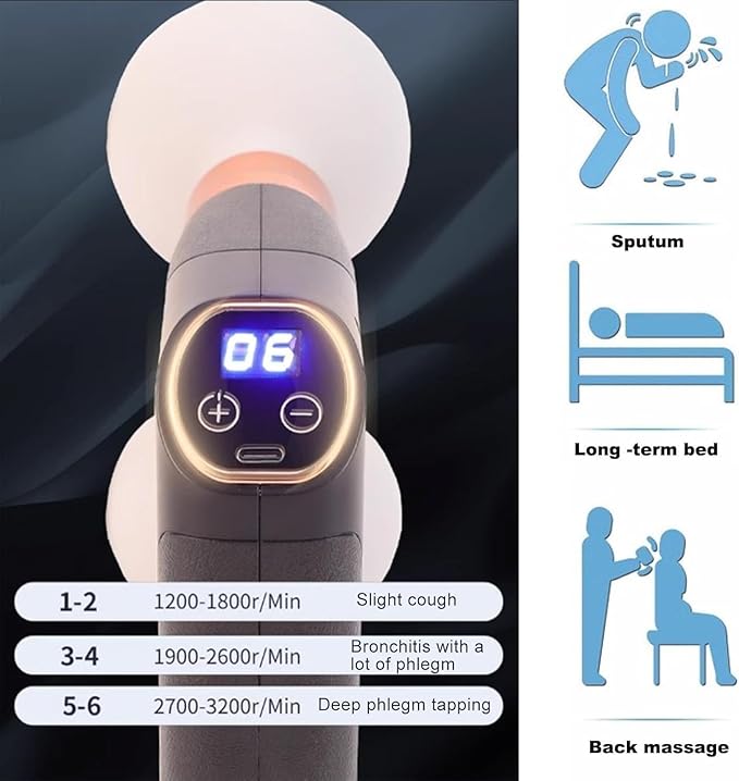 Electric Palm Chest Percussion Cup Dual Head Electric Patting Phlegm Remover Chest Percussion Massager for Mucus Relief Cup Style Vibration Physical Therapy for Back Body.